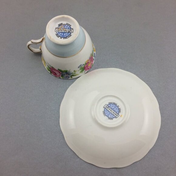 Vintage Colclough Teacup and Saucer Set Flowers Pale Blue - Picture 9 of 10